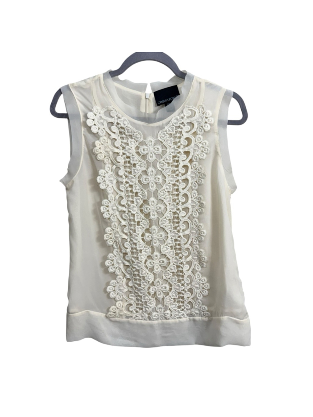 Cynthia Rowley Cream Lace Sleeveless Blouse Lined Boho Top Small